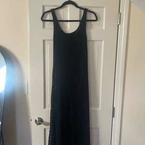 Long Black Crochet Dress XS